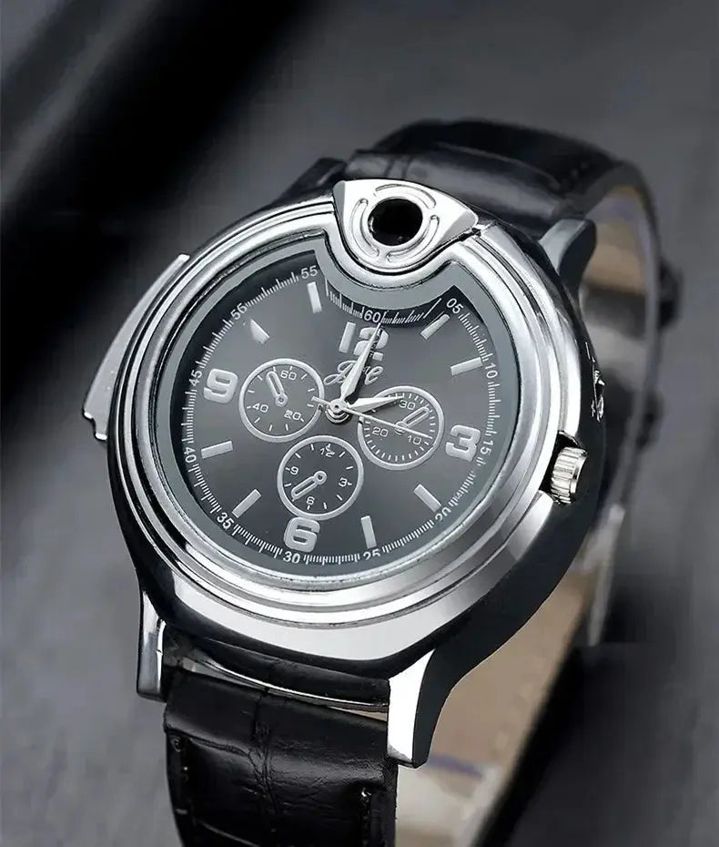 Outdoor Watch Inflatable Lighter Fashion Metal Gas Windproof Portable Open Flame Lighter Smoking Cool Personality Gift 2025 New luxecrown.co.uk