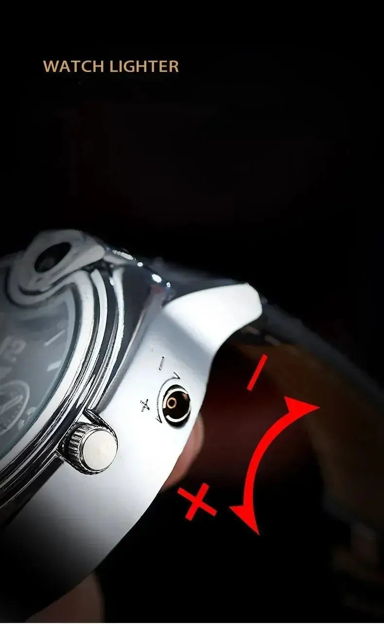 Outdoor Watch Inflatable Lighter Fashion Metal Gas Windproof Portable Open Flame Lighter Smoking Cool Personality Gift 2025 New luxecrown.co.uk