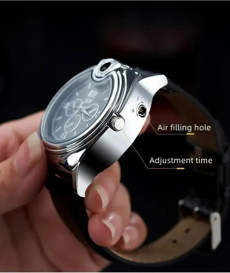 Outdoor Watch Inflatable Lighter Fashion Metal Gas Windproof Portable Open Flame Lighter Smoking Cool Personality Gift 2025 New luxecrown.co.uk
