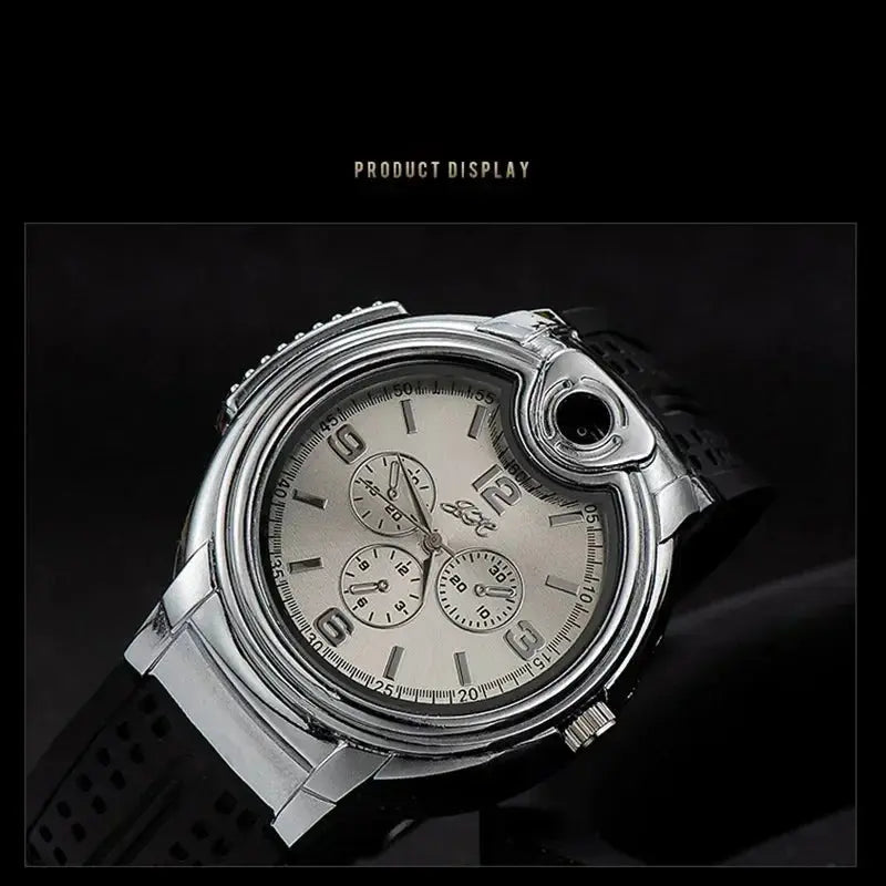 Outdoor Watch Inflatable Lighter Fashion Metal Gas Windproof Portable Open Flame Lighter Smoking Cool Personality Gift 2025 New luxecrown.co.uk