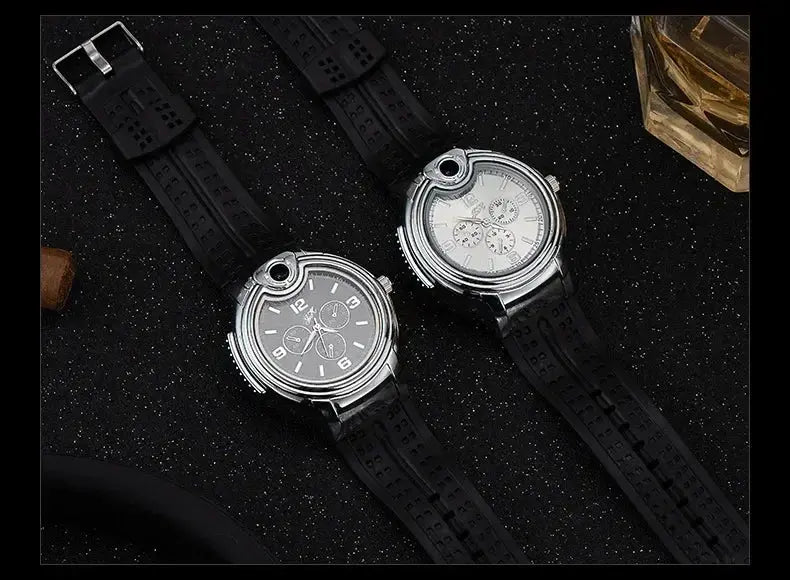 Outdoor Watch Inflatable Lighter Fashion Metal Gas Windproof Portable Open Flame Lighter Smoking Cool Personality Gift 2025 New luxecrown.co.uk