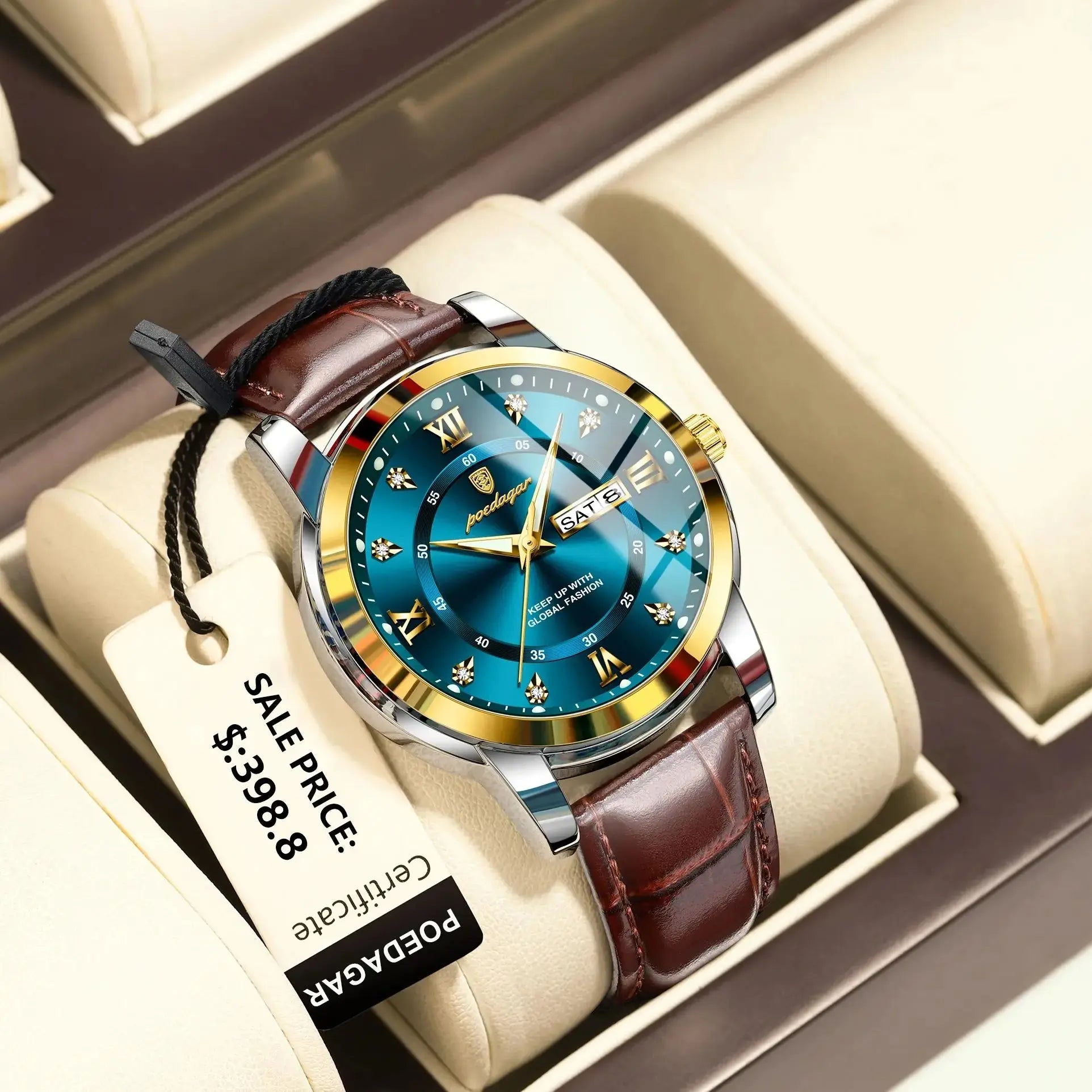 POEDAGAR Luxury Business Male Wristwatch Waterproof Luminous Leather Man Watch Date Week Sport Casual Men's Quartz Watches reloj luxecrown.co.uk