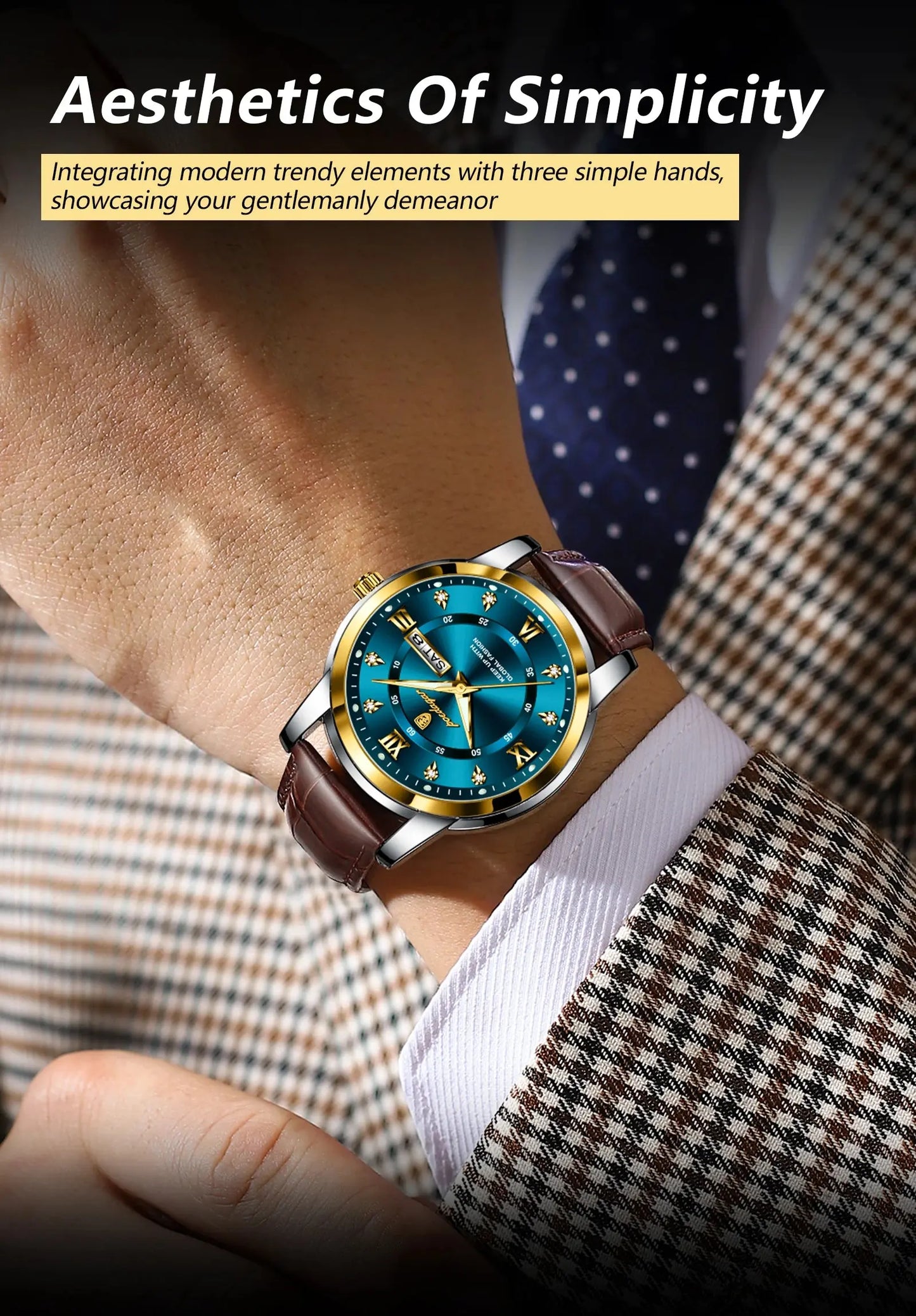 POEDAGAR Luxury Business Male Wristwatch Waterproof Luminous Leather Man Watch Date Week Sport Casual Men's Quartz Watches reloj luxecrown.co.uk