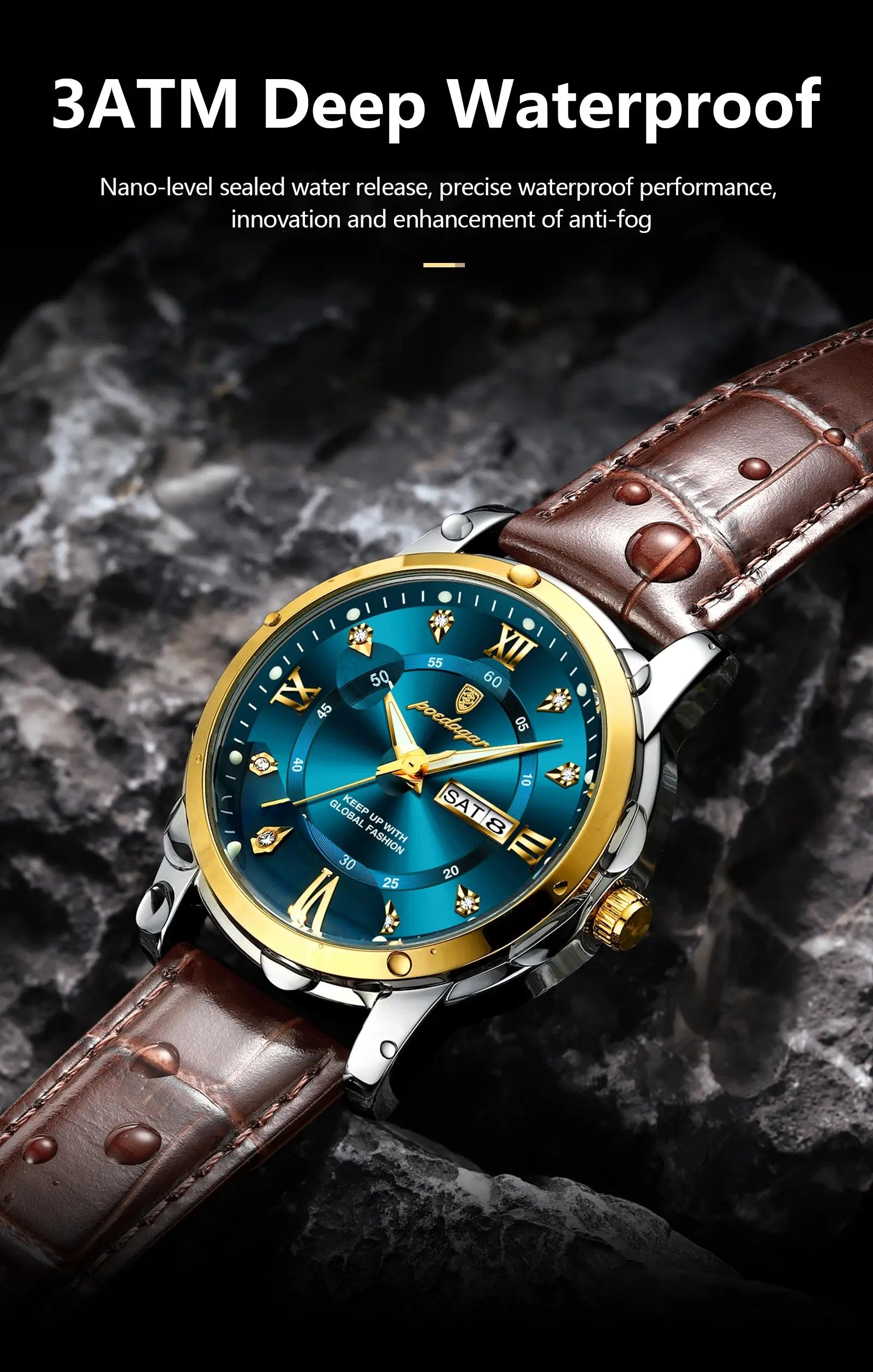 POEDAGAR Luxury Business Male Wristwatch Waterproof Luminous Leather Man Watch Date Week Sport Casual Men's Quartz Watches reloj luxecrown.co.uk