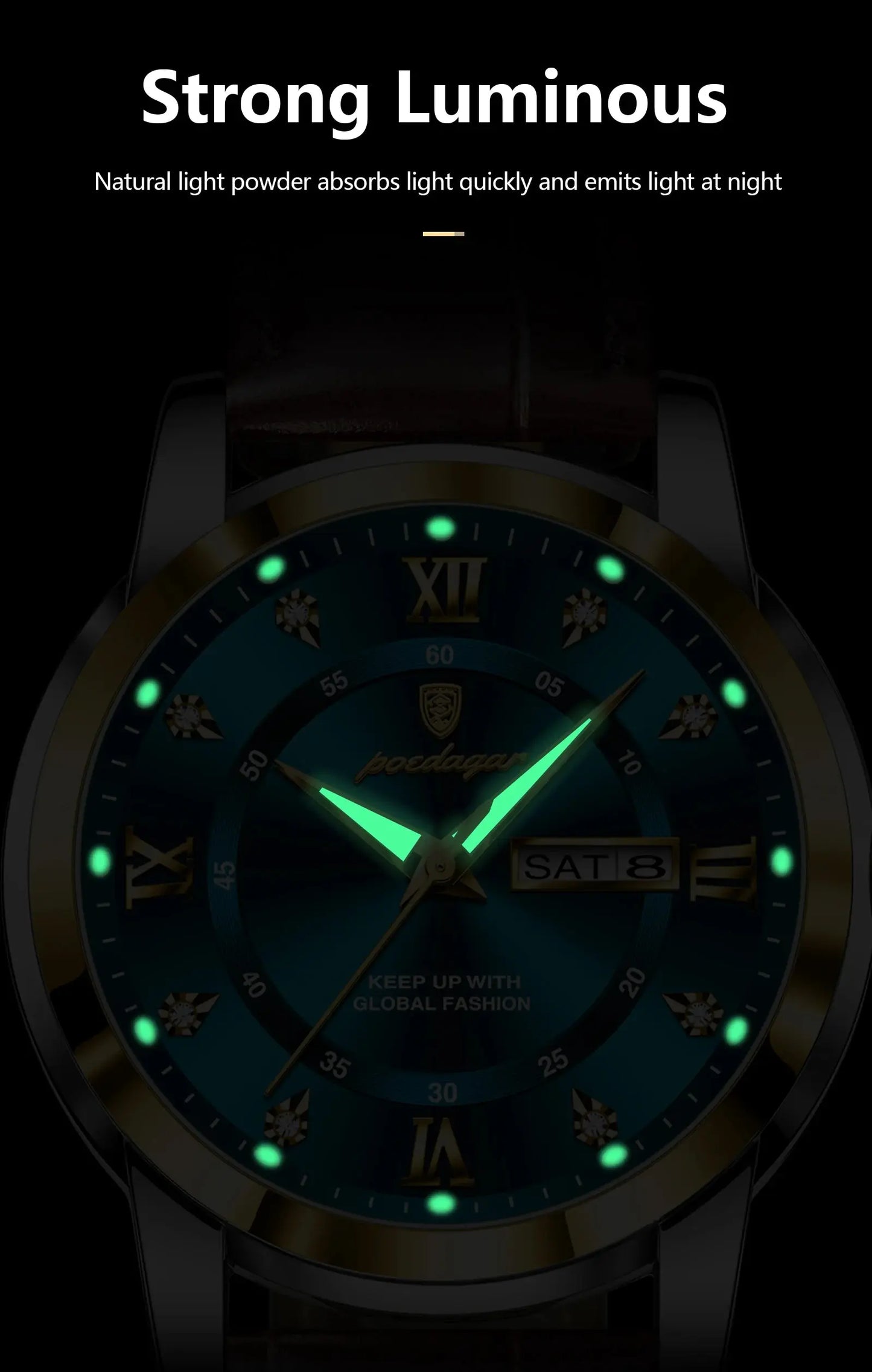 POEDAGAR Luxury Business Male Wristwatch Waterproof Luminous Leather Man Watch Date Week Sport Casual Men's Quartz Watches reloj luxecrown.co.uk