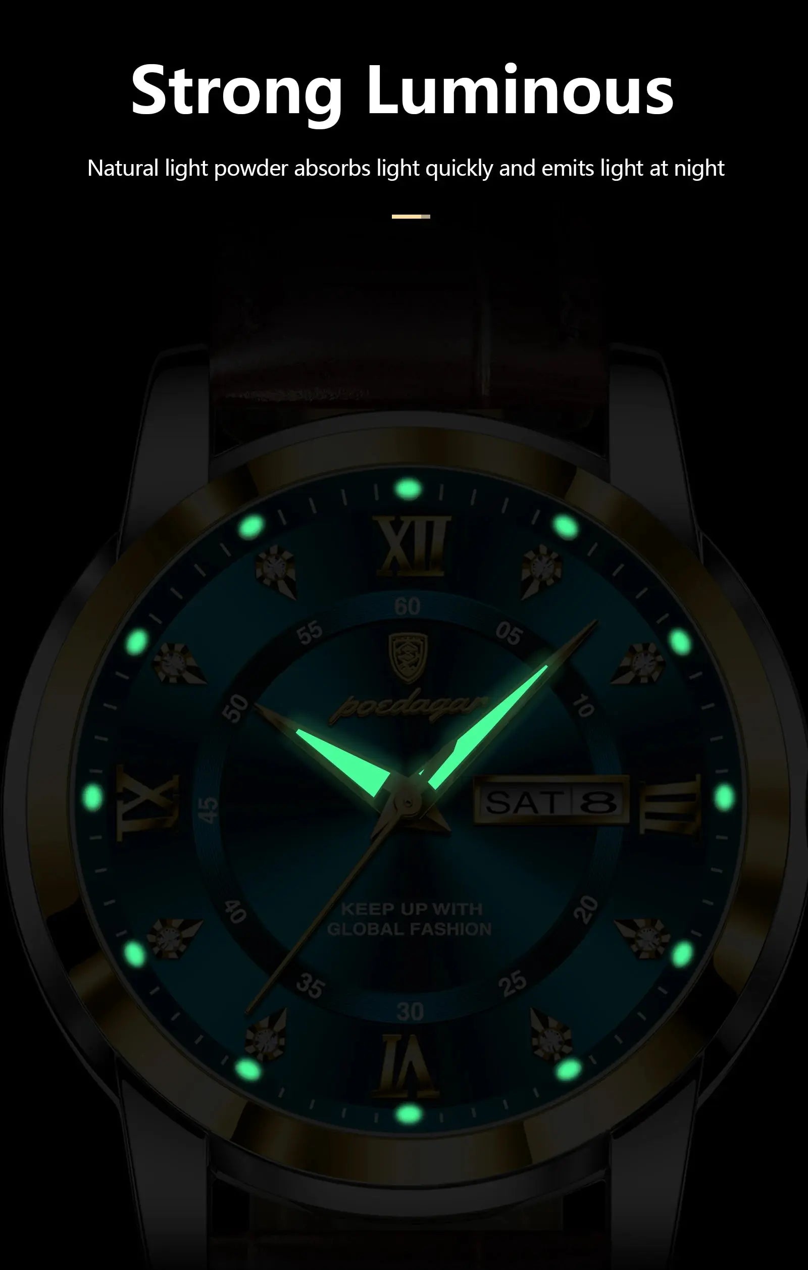 POEDAGAR Luxury Business Male Wristwatch Waterproof Luminous Leather Man Watch Date Week Sport Casual Men's Quartz Watches reloj luxecrown.co.uk