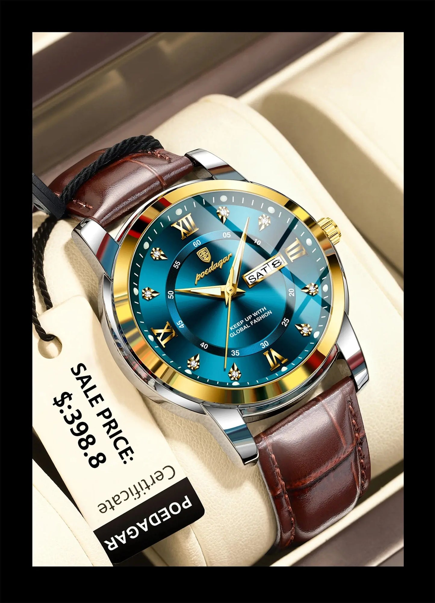 POEDAGAR Luxury Business Male Wristwatch Waterproof Luminous Leather Man Watch Date Week Sport Casual Men's Quartz Watches reloj luxecrown.co.uk
