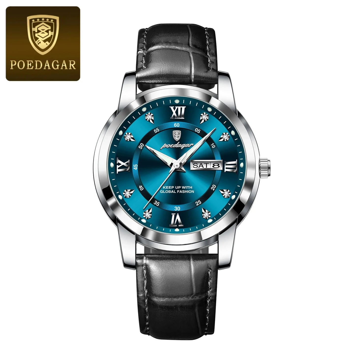 POEDAGAR Luxury Business Male Wristwatch Waterproof Luminous Leather Man Watch Date Week Sport Casual Men's Quartz Watches reloj luxecrown.co.uk