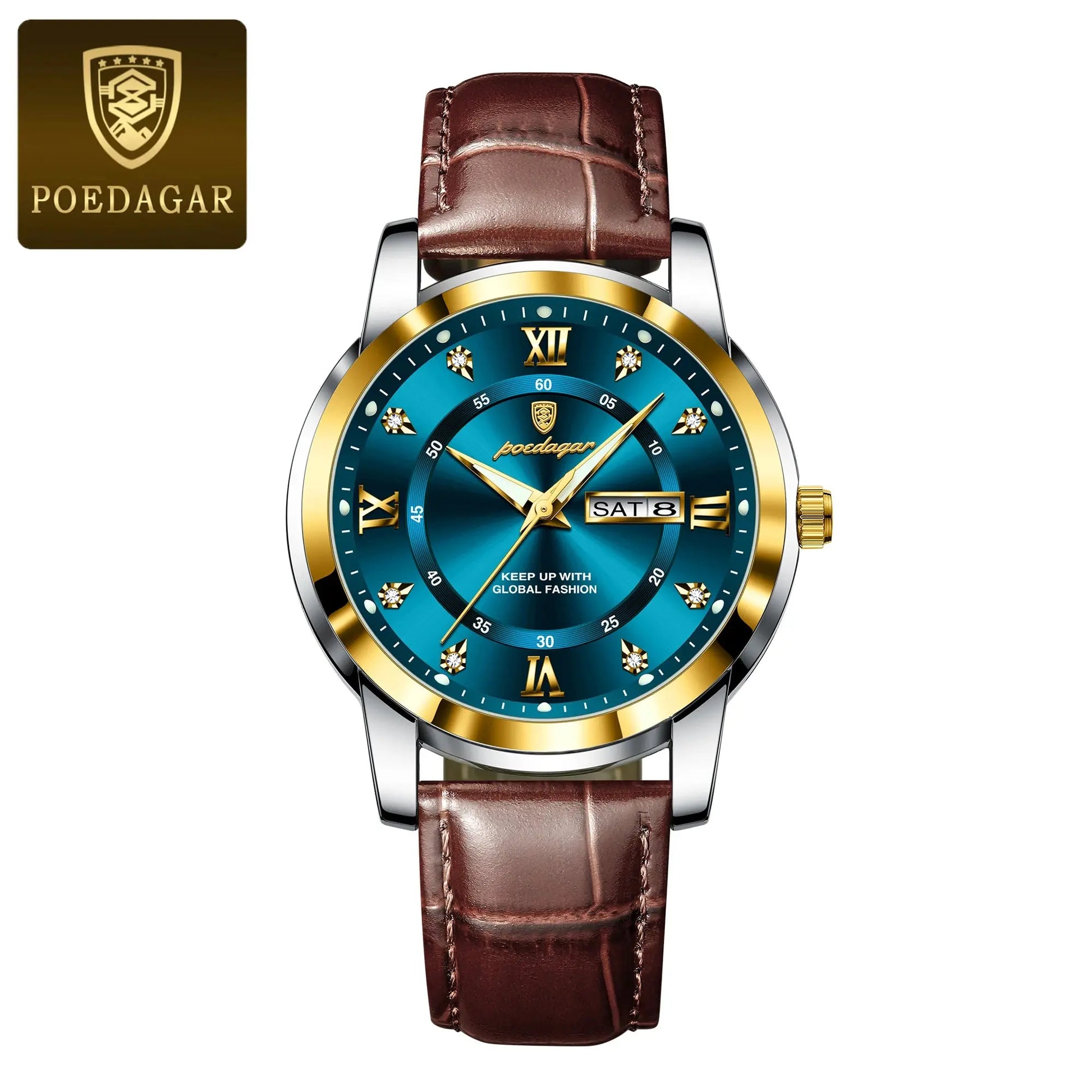 POEDAGAR Luxury Business Male Wristwatch Waterproof Luminous Leather Man Watch Date Week Sport Casual Men's Quartz Watches reloj luxecrown.co.uk