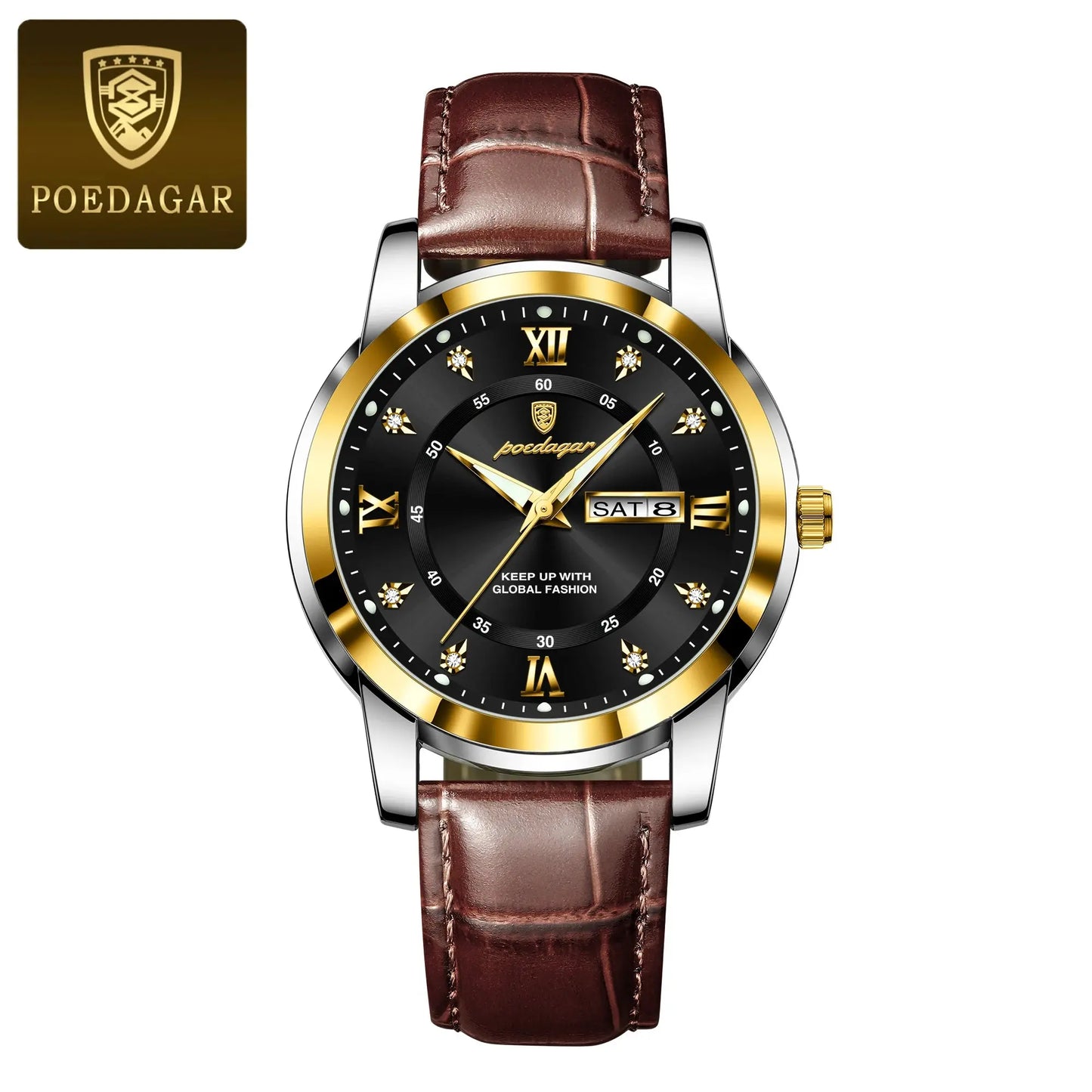 POEDAGAR Luxury Business Male Wristwatch Waterproof Luminous Leather Man Watch Date Week Sport Casual Men's Quartz Watches reloj luxecrown.co.uk
