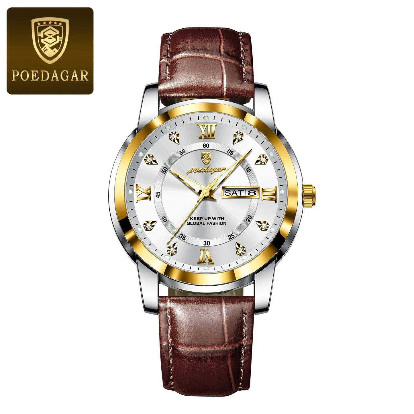 POEDAGAR Luxury Business Male Wristwatch Waterproof Luminous Leather Man Watch Date Week Sport Casual Men's Quartz Watches reloj luxecrown.co.uk