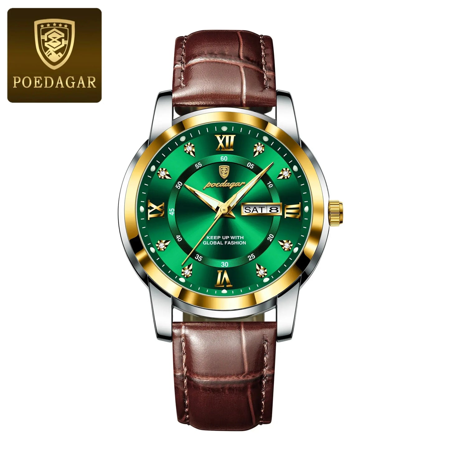 POEDAGAR Luxury Business Male Wristwatch Waterproof Luminous Leather Man Watch Date Week Sport Casual Men's Quartz Watches reloj luxecrown.co.uk