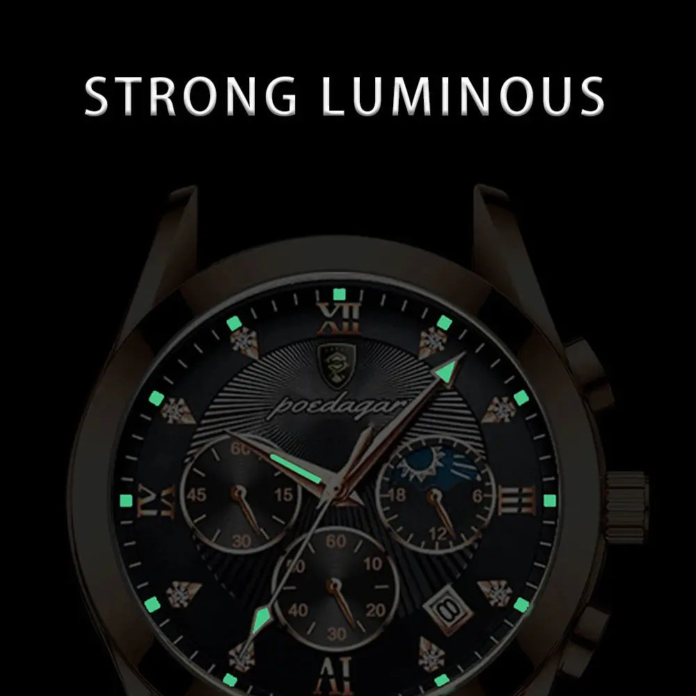 POEDAGAR Men Watch New Top Brand Luxury Waterproof Luminous Sport Wristwatch Quartz Military Genuine Leather Relogio Masculino luxecrown.co.uk