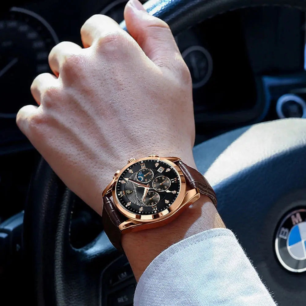 POEDAGAR Men Watch New Top Brand Luxury Waterproof Luminous Sport Wristwatch Quartz Military Genuine Leather Relogio Masculino luxecrown.co.uk