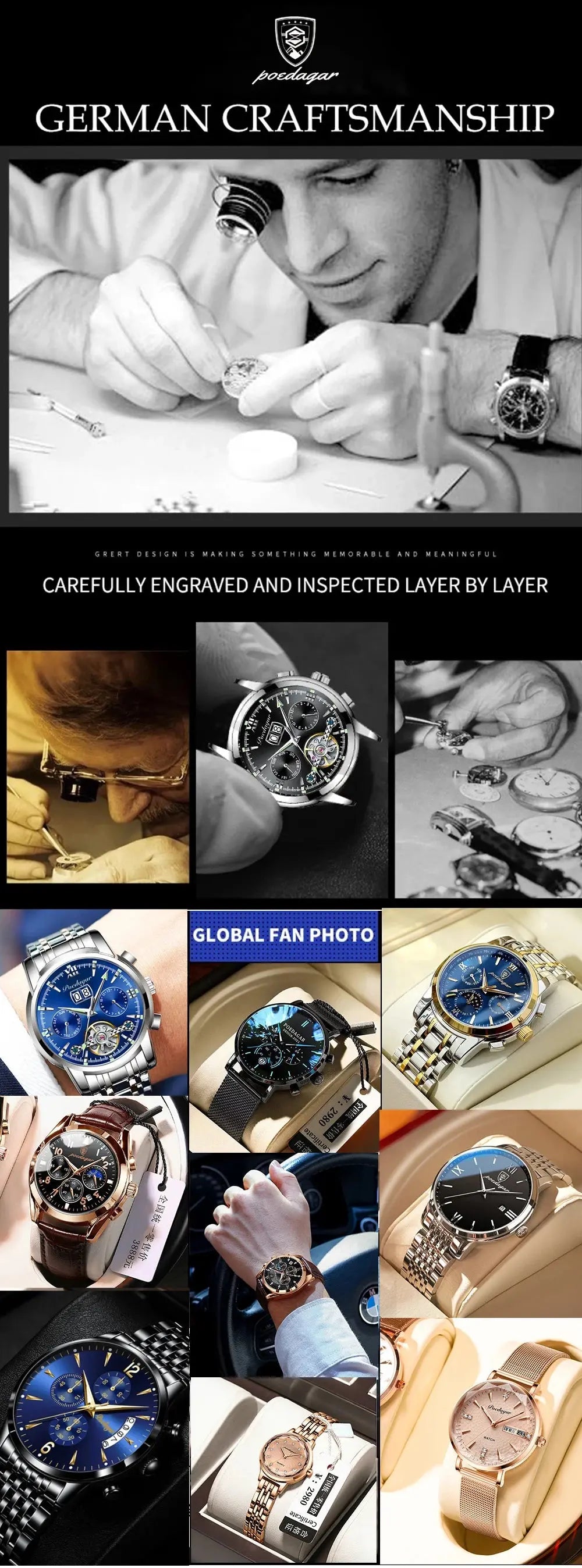 POEDAGAR Men Watch New Top Brand Luxury Waterproof Luminous Sport Wristwatch Quartz Military Genuine Leather Relogio Masculino luxecrown.co.uk