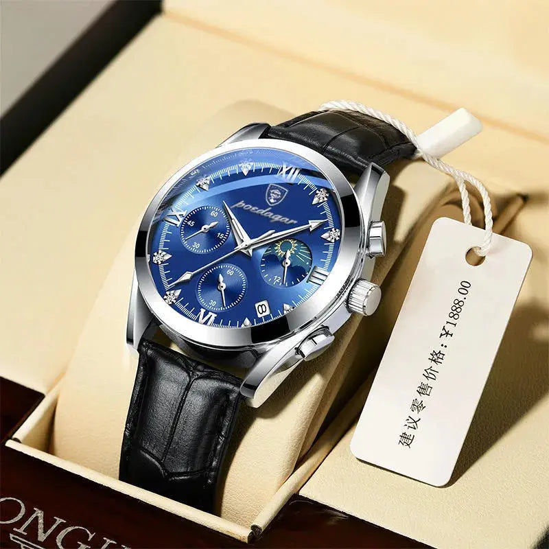 POEDAGAR Men Watch New Top Brand Luxury Waterproof Luminous Sport Wristwatch Quartz Military Genuine Leather Relogio Masculino luxecrown.co.uk