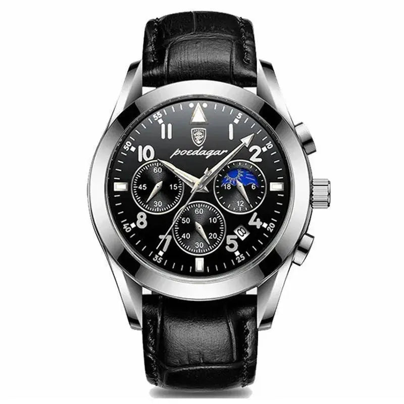 POEDAGAR Men Watch New Top Brand Luxury Waterproof Luminous Sport Wristwatch Quartz Military Genuine Leather Relogio Masculino luxecrown.co.uk