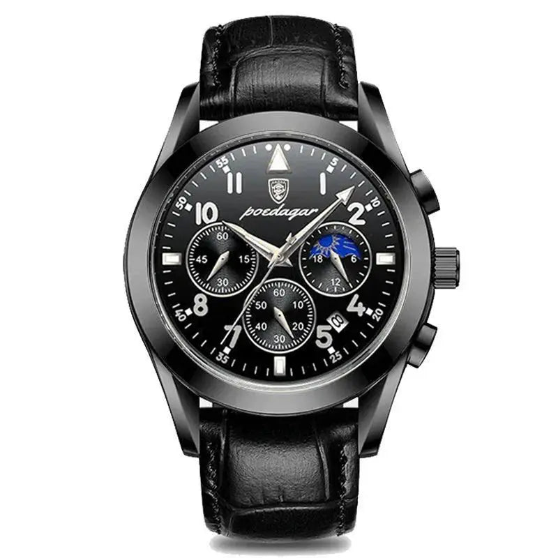 POEDAGAR Men Watch New Top Brand Luxury Waterproof Luminous Sport Wristwatch Quartz Military Genuine Leather Relogio Masculino luxecrown.co.uk