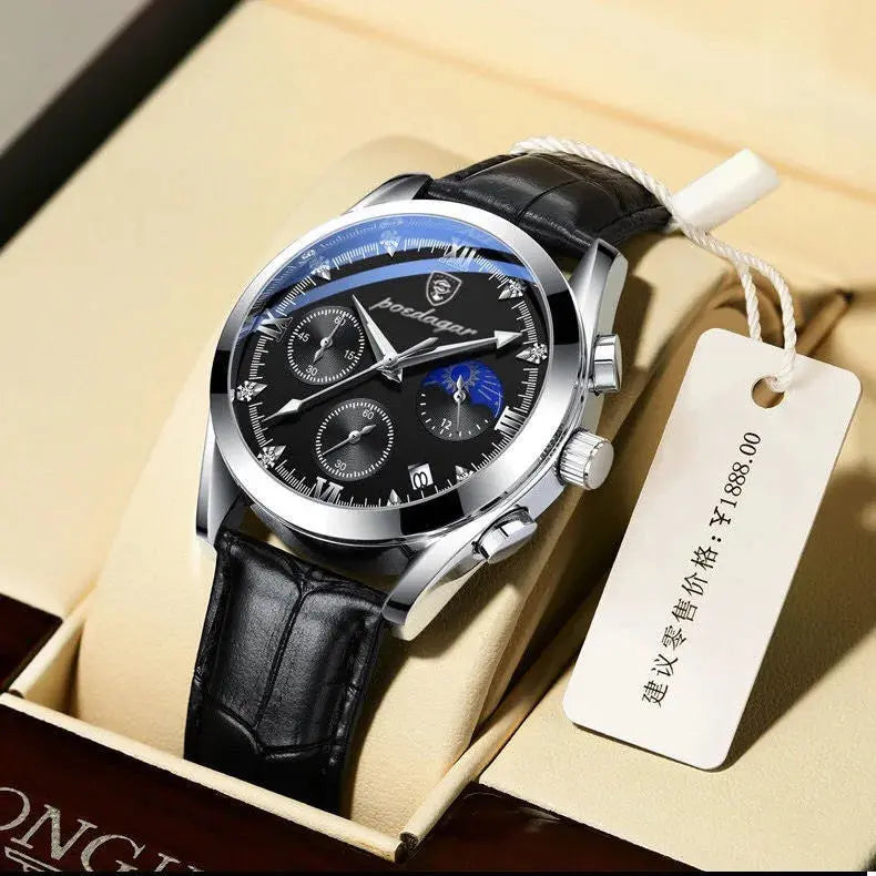 POEDAGAR Men Watch New Top Brand Luxury Waterproof Luminous Sport Wristwatch Quartz Military Genuine Leather Relogio Masculino luxecrown.co.uk