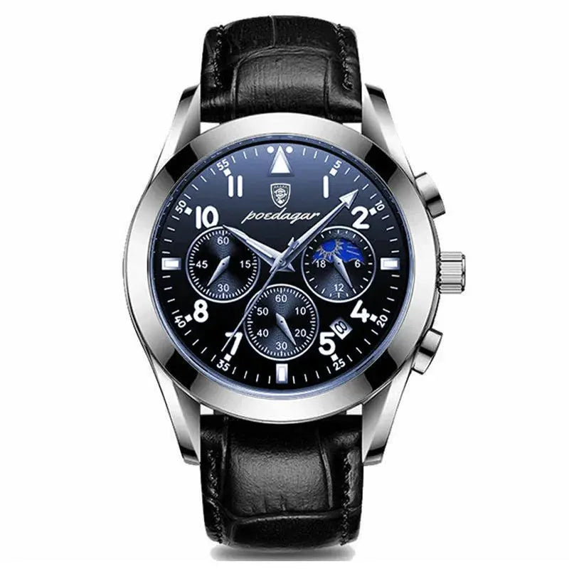 POEDAGAR Men Watch New Top Brand Luxury Waterproof Luminous Sport Wristwatch Quartz Military Genuine Leather Relogio Masculino luxecrown.co.uk