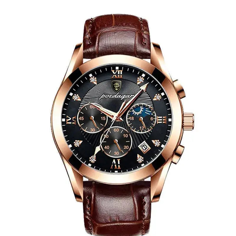 POEDAGAR Men Watch New Top Brand Luxury Waterproof Luminous Sport Wristwatch Quartz Military Genuine Leather Relogio Masculino luxecrown.co.uk