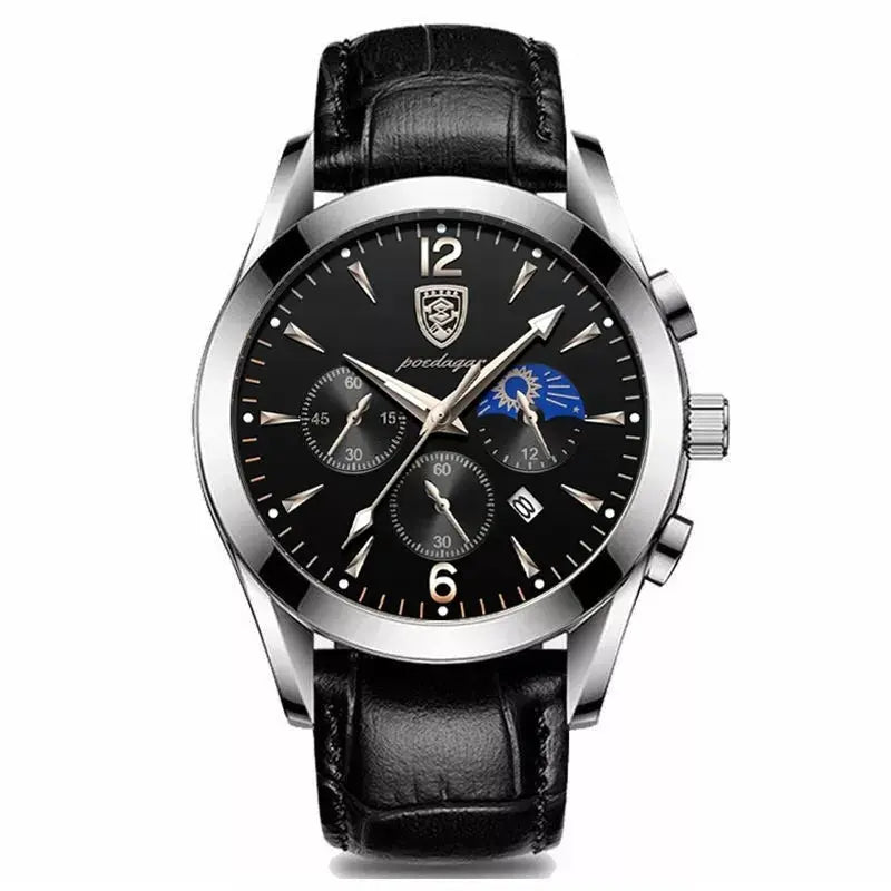 POEDAGAR Men Watch New Top Brand Luxury Waterproof Luminous Sport Wristwatch Quartz Military Genuine Leather Relogio Masculino luxecrown.co.uk