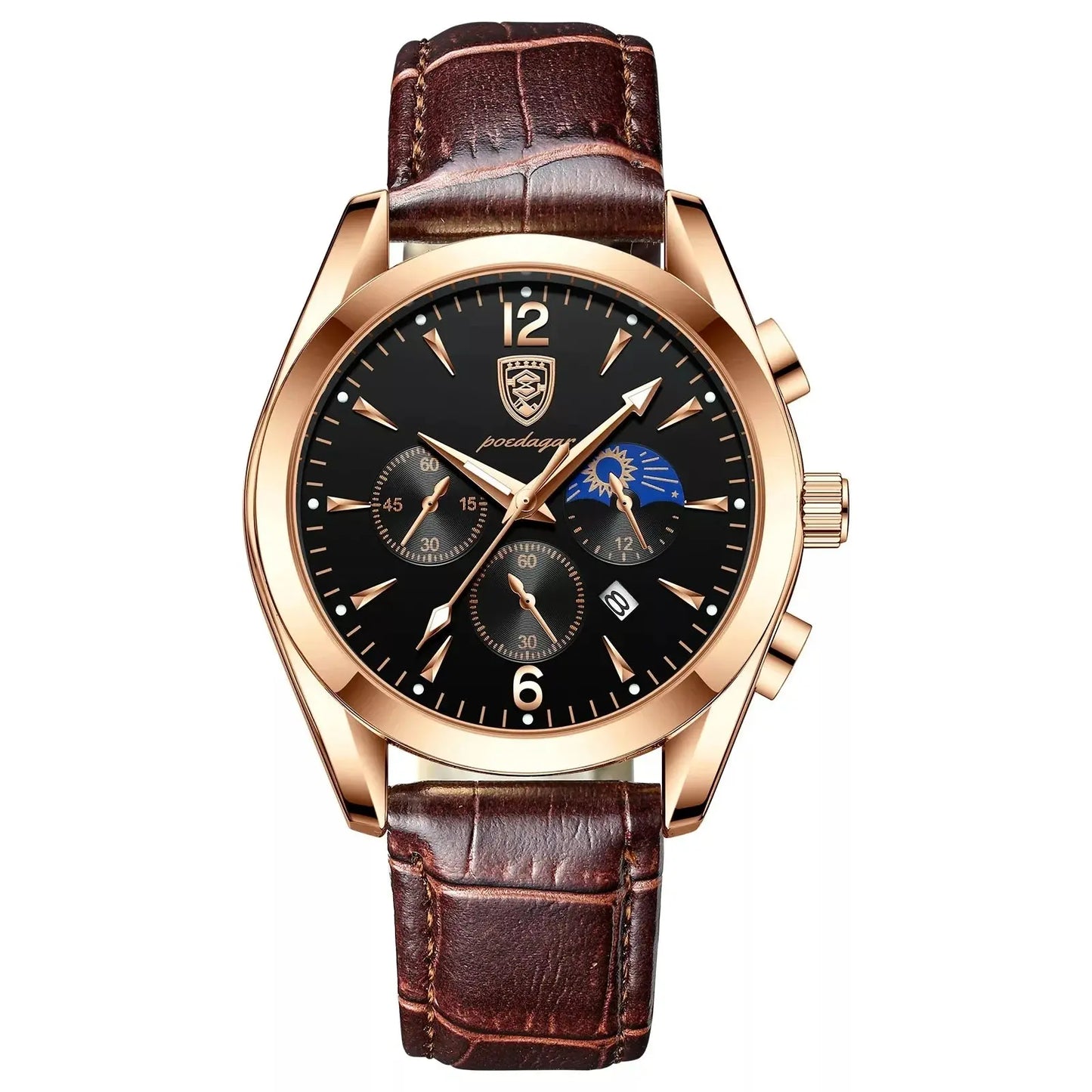 POEDAGAR Men Watch New Top Brand Luxury Waterproof Luminous Sport Wristwatch Quartz Military Genuine Leather Relogio Masculino luxecrown.co.uk