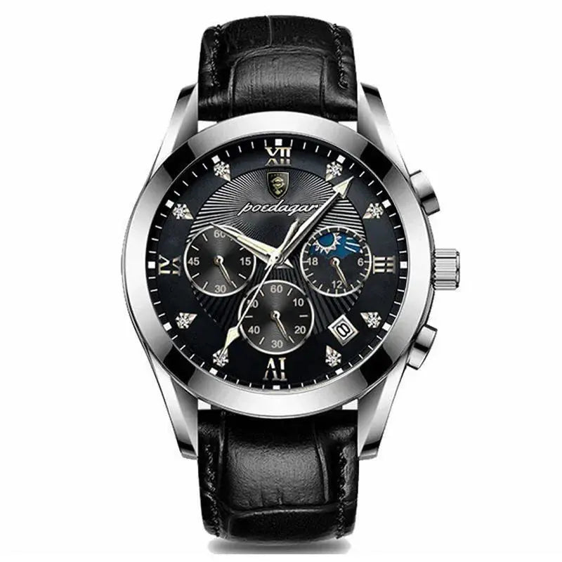 POEDAGAR Men Watch New Top Brand Luxury Waterproof Luminous Sport Wristwatch Quartz Military Genuine Leather Relogio Masculino luxecrown.co.uk