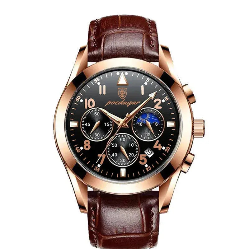 POEDAGAR Men Watch New Top Brand Luxury Waterproof Luminous Sport Wristwatch Quartz Military Genuine Leather Relogio Masculino luxecrown.co.uk