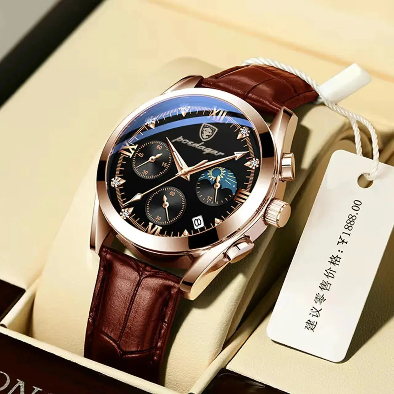 POEDAGAR Men Watch New Top Brand Luxury Waterproof Luminous Sport Wristwatch Quartz Military Genuine Leather Relogio Masculino luxecrown.co.uk