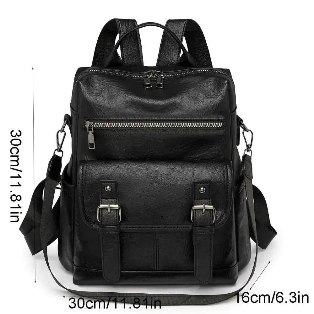 PU Peather Student Backpack Multifunctional Large Capacity Student School Bag Soft Crossboby Mommy Shoulder Bag Daily Outings