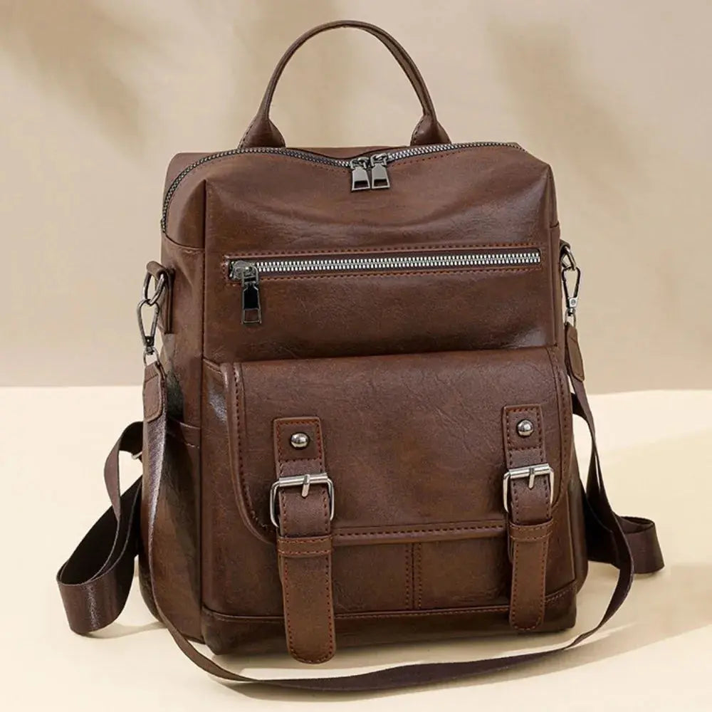 PU Peather Student Backpack Multifunctional Large Capacity Student School Bag Soft Crossboby Mommy Shoulder Bag Daily Outings luxecrown.co.uk