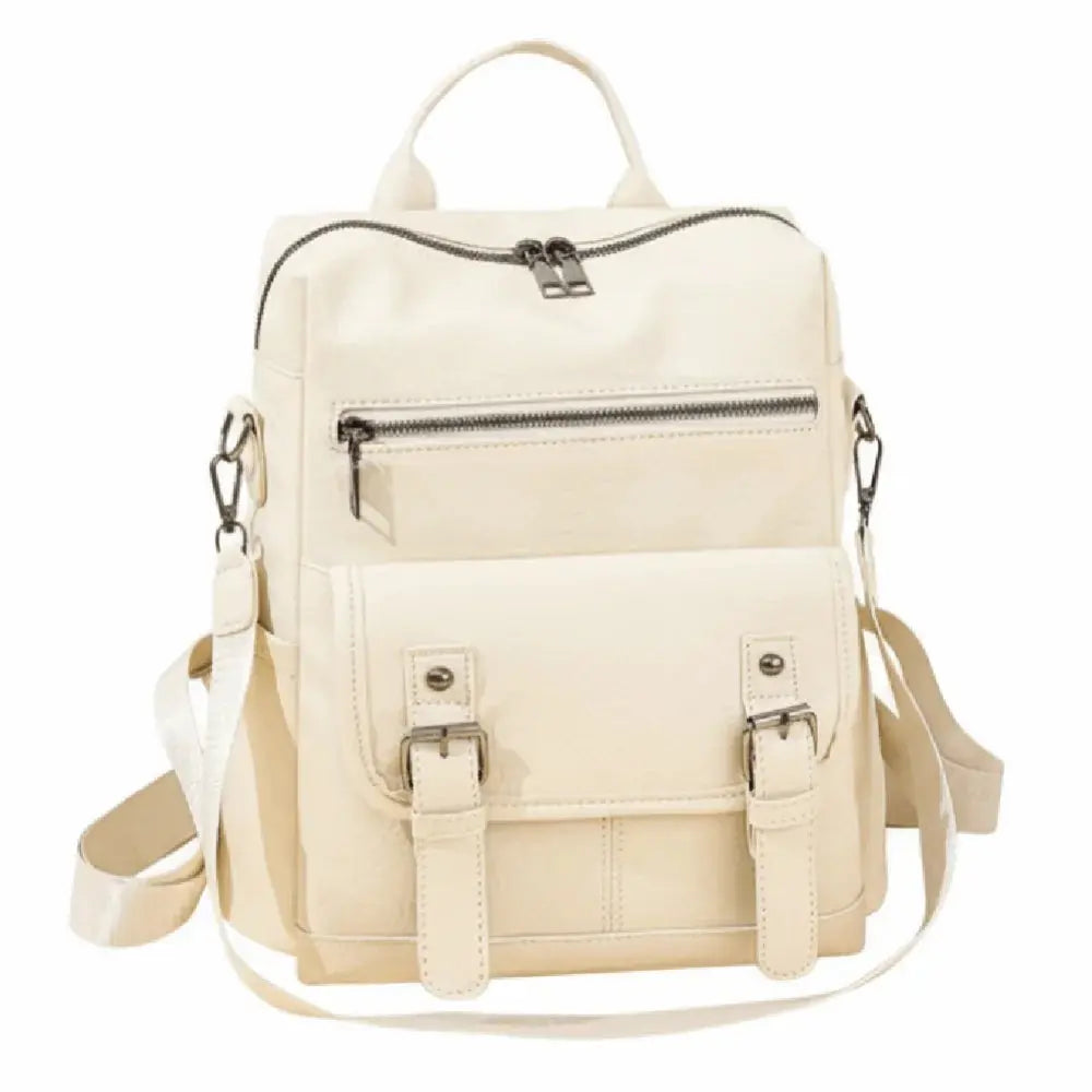 PU Peather Student Backpack Multifunctional Large Capacity Student School Bag Soft Crossboby Mommy Shoulder Bag Daily Outings luxecrown.co.uk