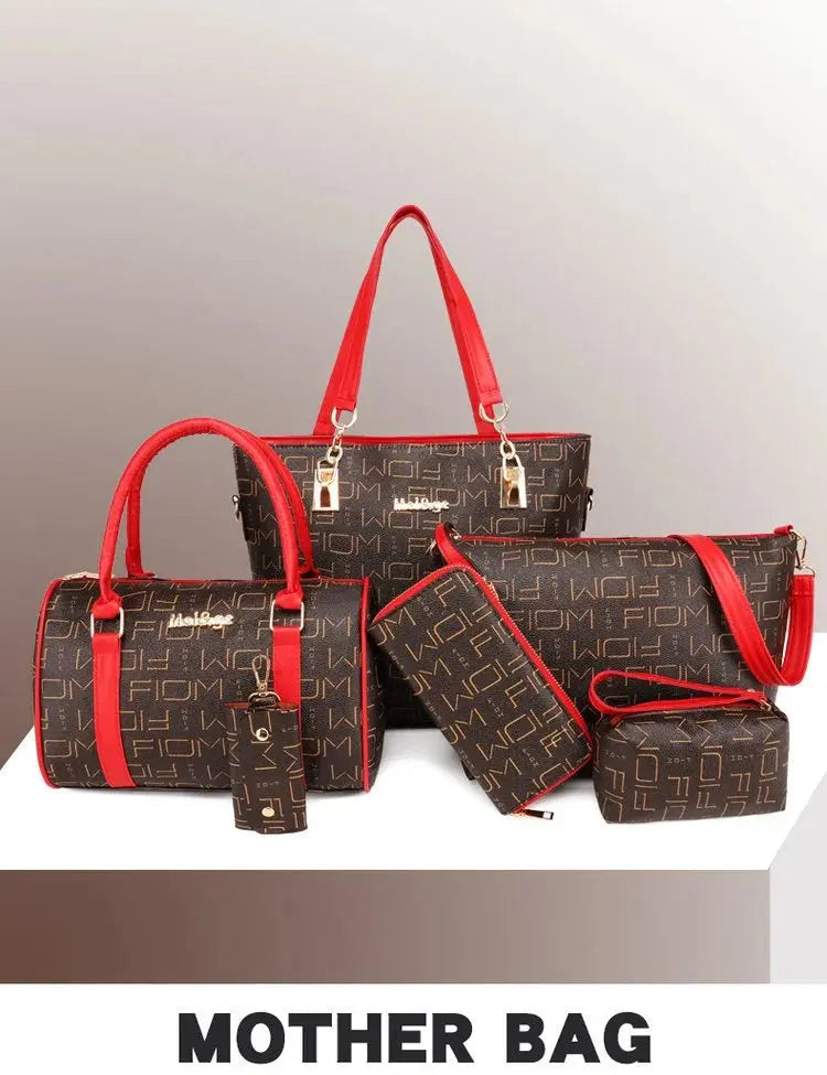 Pahajim 6-Pcs Women Handbag Purse Shoulder Totes Satchel Bags Top-Handle Boston Bag Crossbody Bag Wallet Messenger Set luxecrown.co.uk