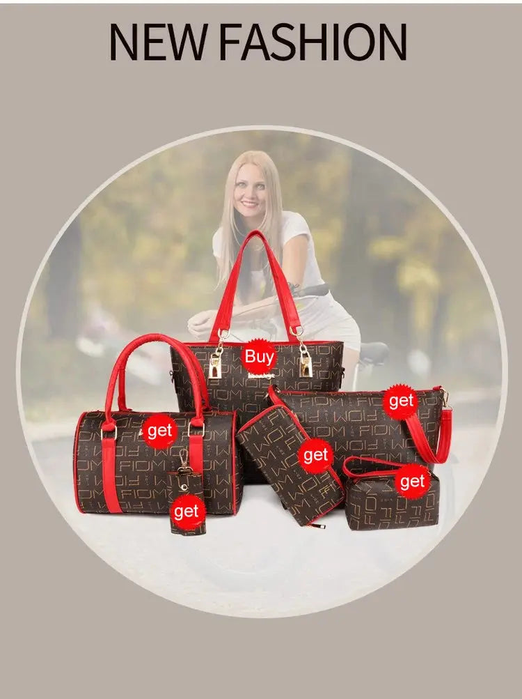 Pahajim 6-Pcs Women Handbag Purse Shoulder Totes Satchel Bags Top-Handle Boston Bag Crossbody Bag Wallet Messenger Set luxecrown.co.uk