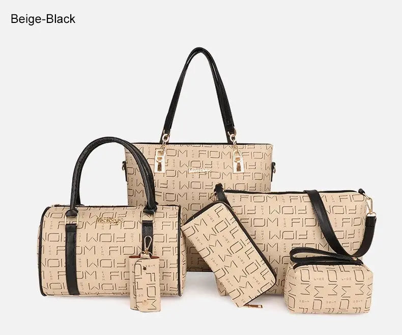 Pahajim 6-Pcs Women Handbag Purse Shoulder Totes Satchel Bags Top-Handle Boston Bag Crossbody Bag Wallet Messenger Set luxecrown.co.uk