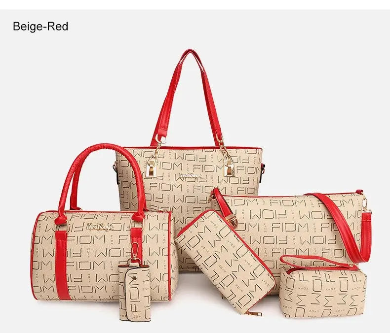 Pahajim 6-Pcs Women Handbag Purse Shoulder Totes Satchel Bags Top-Handle Boston Bag Crossbody Bag Wallet Messenger Set luxecrown.co.uk
