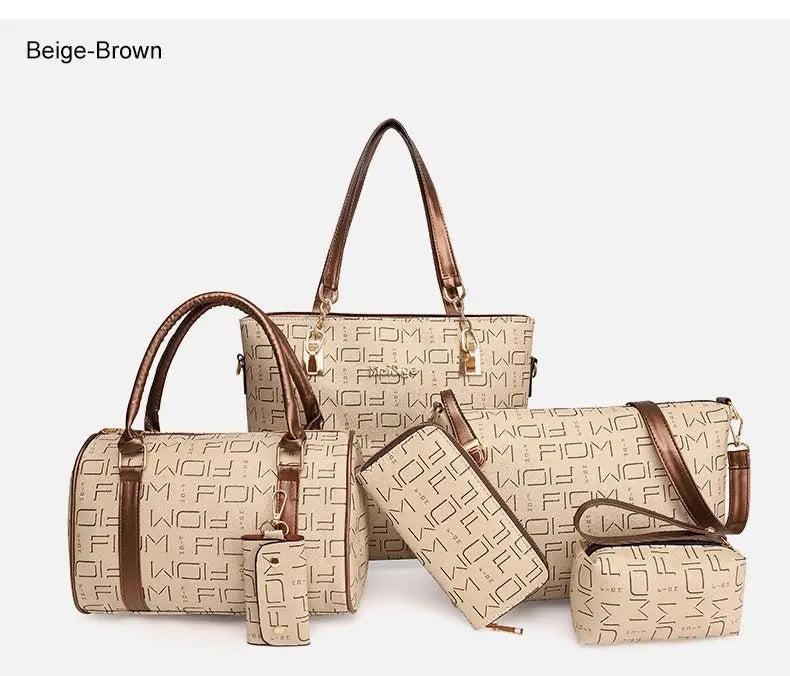 Pahajim 6-Pcs Women Handbag Purse Shoulder Totes Satchel Bags Top-Handle Boston Bag Crossbody Bag Wallet Messenger Set luxecrown.co.uk