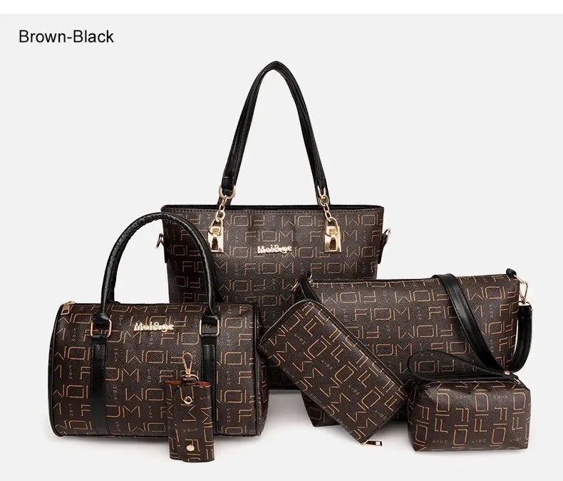 Pahajim 6-Pcs Women Handbag Purse Shoulder Totes Satchel Bags Top-Handle Boston Bag Crossbody Bag Wallet Messenger Set luxecrown.co.uk
