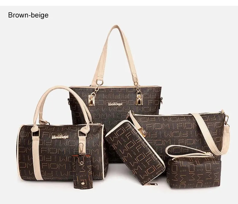 Pahajim 6-Pcs Women Handbag Purse Shoulder Totes Satchel Bags Top-Handle Boston Bag Crossbody Bag Wallet Messenger Set luxecrown.co.uk