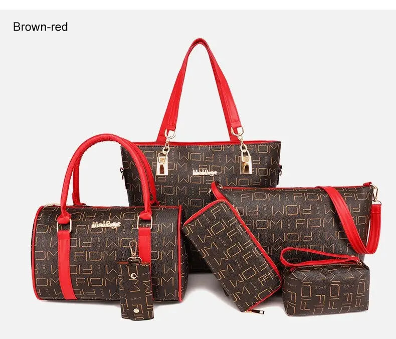 Pahajim 6-Pcs Women Handbag Purse Shoulder Totes Satchel Bags Top-Handle Boston Bag Crossbody Bag Wallet Messenger Set luxecrown.co.uk