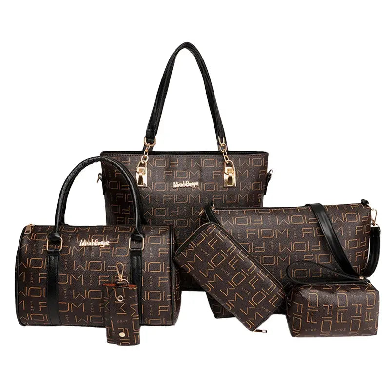 Pahajim 6-Pcs Women Handbag Purse Shoulder Totes Satchel Bags Top-Handle Boston Bag Crossbody Bag Wallet Messenger Set luxecrown.co.uk