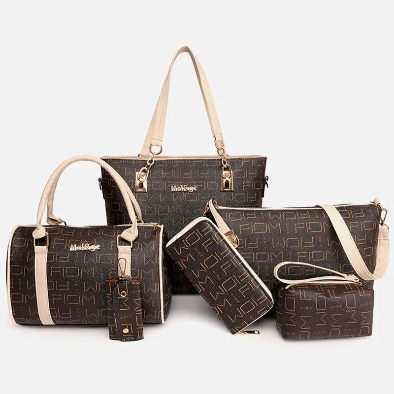 Pahajim 6-Pcs Women Handbag Purse Shoulder Totes Satchel Bags Top-Handle Boston Bag Crossbody Bag Wallet Messenger Set luxecrown.co.uk