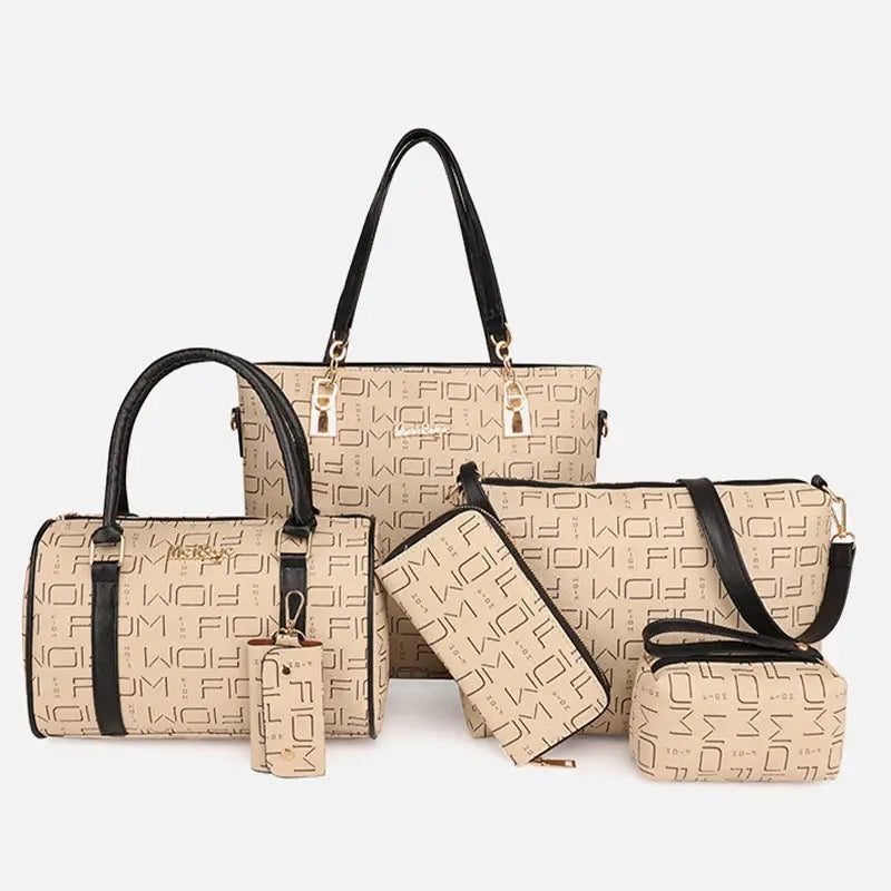 Pahajim 6-Pcs Women Handbag Purse Shoulder Totes Satchel Bags Top-Handle Boston Bag Crossbody Bag Wallet Messenger Set luxecrown.co.uk