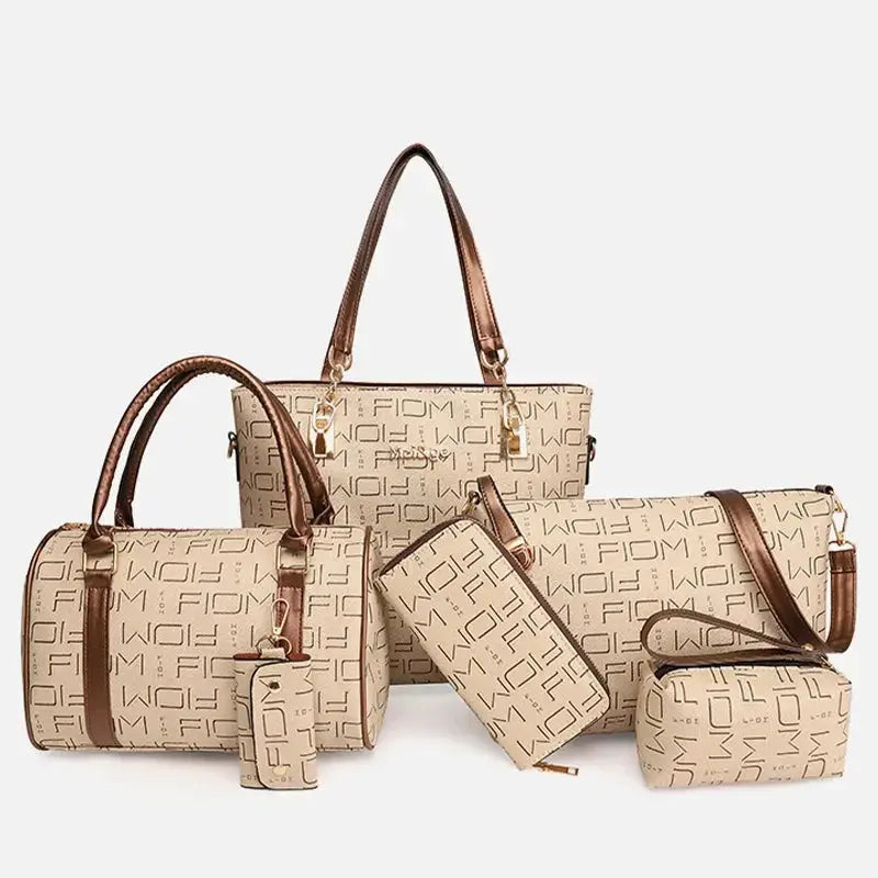 Pahajim 6-Pcs Women Handbag Purse Shoulder Totes Satchel Bags Top-Handle Boston Bag Crossbody Bag Wallet Messenger Set luxecrown.co.uk