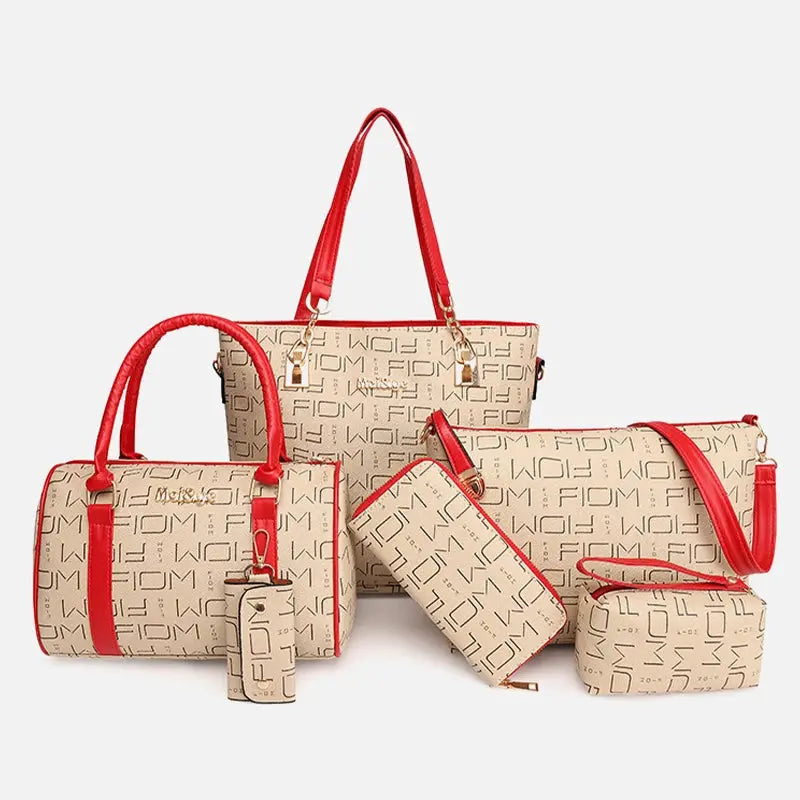 Pahajim 6-Pcs Women Handbag Purse Shoulder Totes Satchel Bags Top-Handle Boston Bag Crossbody Bag Wallet Messenger Set luxecrown.co.uk