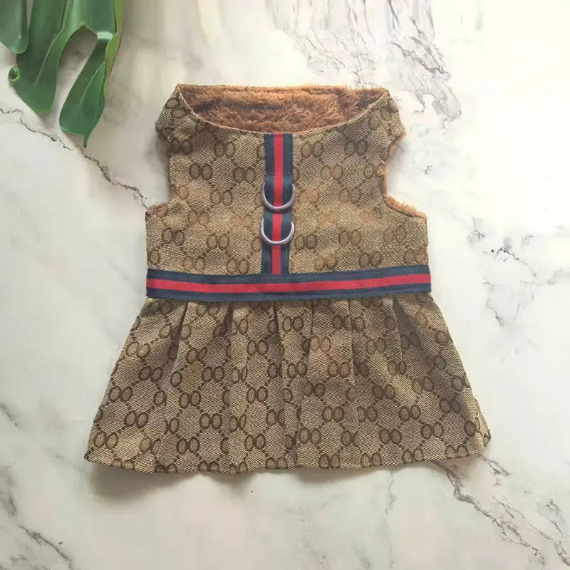 Pet Couple Clothing Designer Luxury Women Dog Dress Men Dog Chest Back Vest Puppy Clothes Beautiful Skirt Traction Rope Leash luxecrown.co.uk
