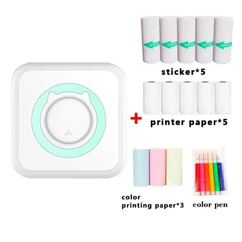 Portable thermal printer Mini Wireless BT 203dpi photo label memo printing error problem transparent sticker color paper - Streetsharks