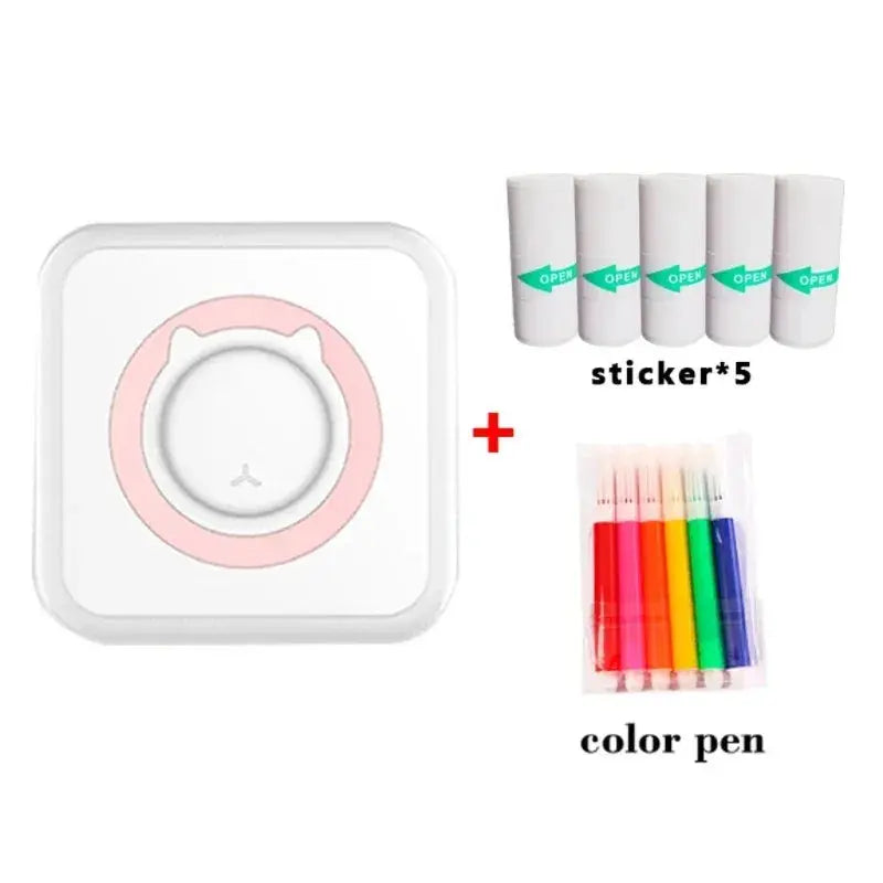 Portable thermal printer Mini Wireless BT 203dpi photo label memo printing error problem transparent sticker color paper - Streetsharks