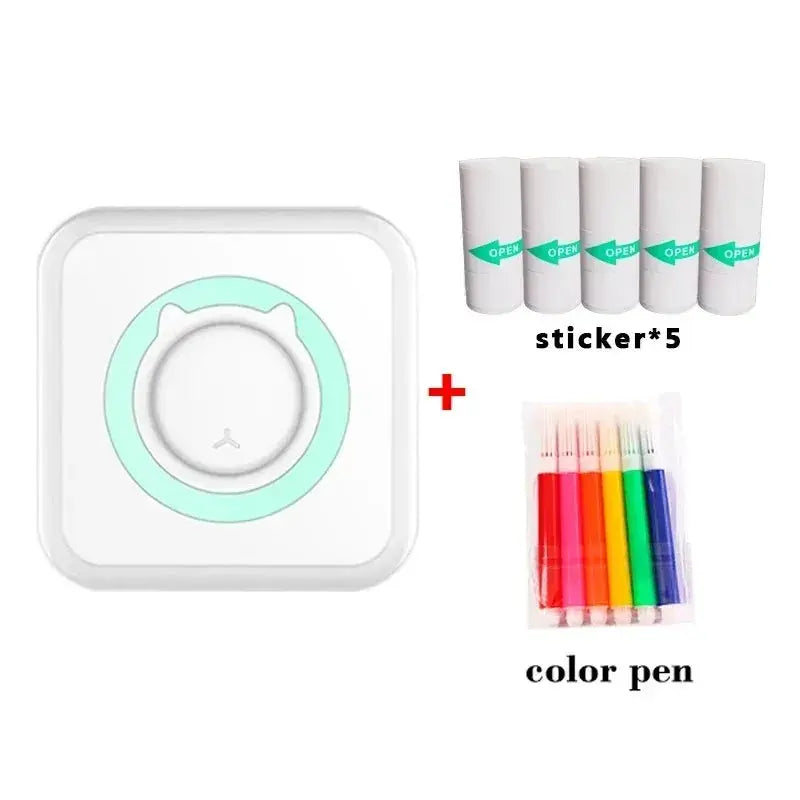 Portable thermal printer Mini Wireless BT 203dpi photo label memo printing error problem transparent sticker color paper - Streetsharks